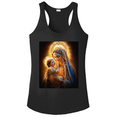 Virgin Mary and Baby Jesus Catholic Madonna and Child Gift Ladies PosiCharge Competitor Racerback Tank