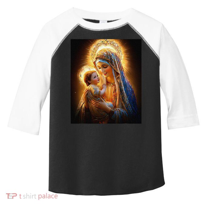 Virgin Mary and Baby Jesus Catholic Madonna and Child Gift Toddler Fine Jersey T-Shirt