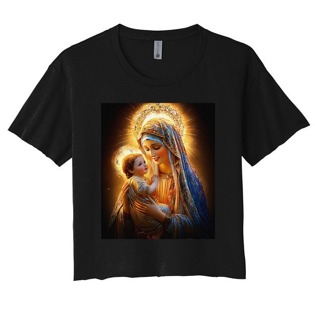 Virgin Mary and Baby Jesus Catholic Madonna and Child Gift Crop Top