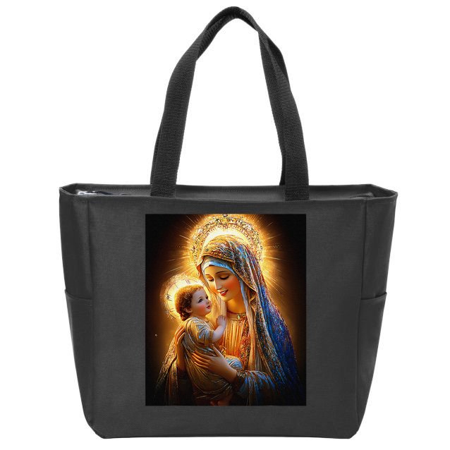 Virgin Mary and Baby Jesus Catholic Madonna and Child Gift Zip Tote Bag