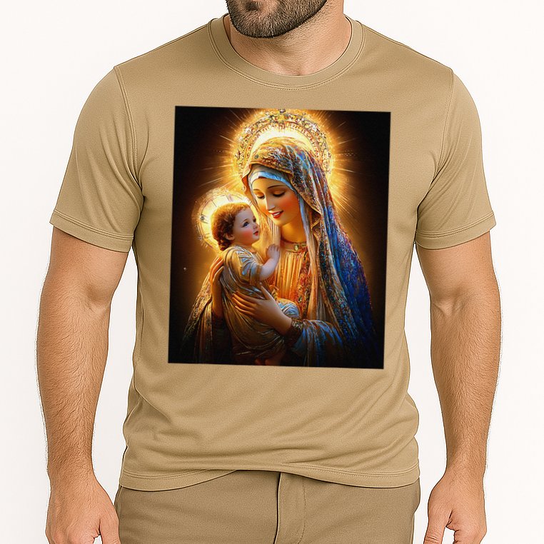 Virgin Mary and Baby Jesus Catholic Madonna and Child Gift Cooling Performance Crew T-Shirt