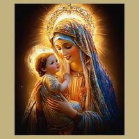 Virgin Mary and Baby Jesus Catholic Madonna and Child Gift Cooling Performance Crew T-Shirt
