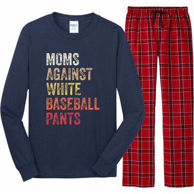 Vintage Moms Against White Baseball Pants Long Sleeve Pajama Set