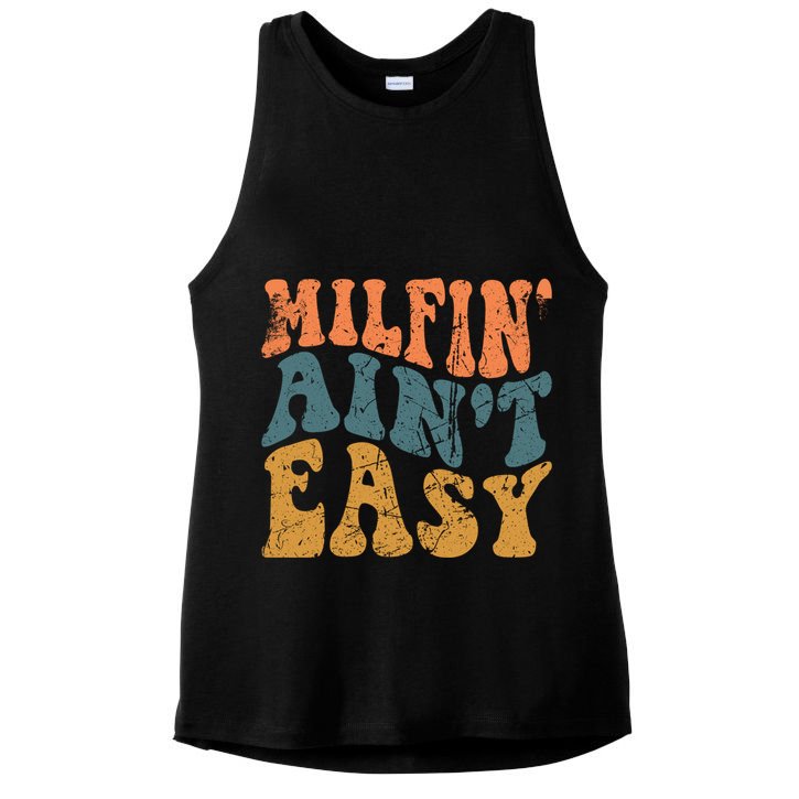 Vintage Milfin AinT Easy Funny Mom Cute Gift Ladies PosiCharge Tri-Blend Wicking Tank