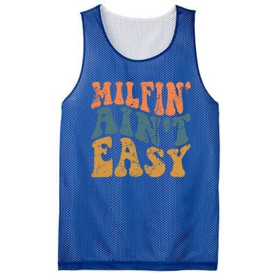 Vintage Milfin AinT Easy Funny Mom Cute Gift Mesh Reversible Basketball Jersey Tank