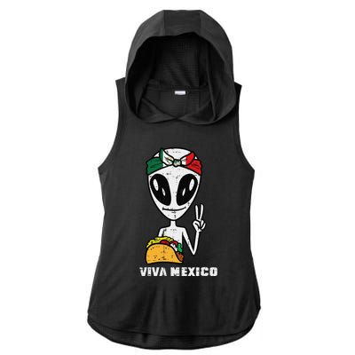 Viva Mexico Alien Cinco De Mayo Mexican Independence Day Ladies PosiCharge Tri-Blend Wicking Draft Hoodie Tank