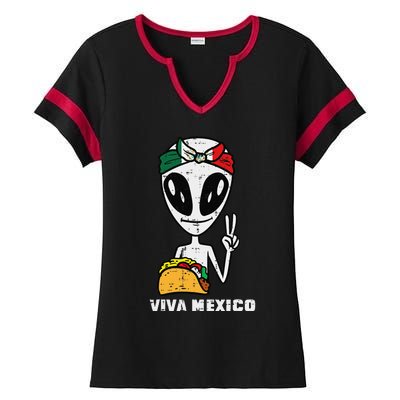 Viva Mexico Alien Cinco De Mayo Mexican Independence Day Ladies Halftime Notch Neck Tee