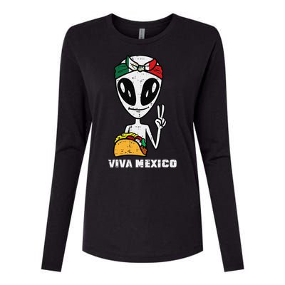 Viva Mexico Alien Cinco De Mayo Mexican Independence Day Womens Cotton Relaxed Long Sleeve T-Shirt