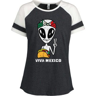 Viva Mexico Alien Cinco De Mayo Mexican Independence Day Enza Ladies Jersey Colorblock Tee