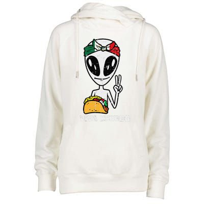 Viva Mexico Alien Cinco De Mayo Mexican Independence Day Womens Funnel Neck Pullover Hood