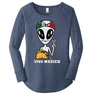 Viva Mexico Alien Cinco De Mayo Mexican Independence Day Women's Perfect Tri Tunic Long Sleeve Shirt