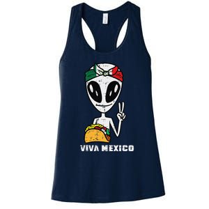 Viva Mexico Alien Cinco De Mayo Mexican Independence Day Women's Racerback Tank