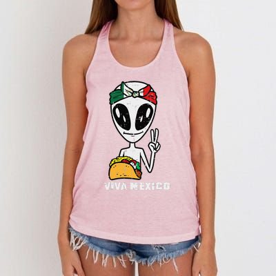 Viva Mexico Alien Cinco De Mayo Mexican Independence Day Women's Knotted Racerback Tank