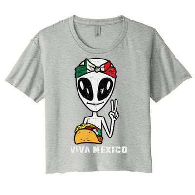 Viva Mexico Alien Cinco De Mayo Mexican Independence Day Women's Crop Top Tee