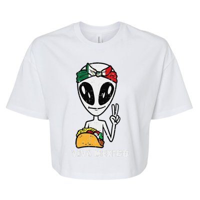 Viva Mexico Alien Cinco De Mayo Mexican Independence Day Bella+Canvas Jersey Crop Tee