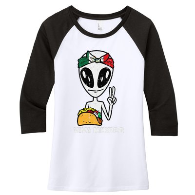 Viva Mexico Alien Cinco De Mayo Mexican Independence Day Women's Tri-Blend 3/4-Sleeve Raglan Shirt