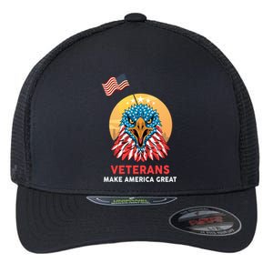 Veterans Make America Great Veterans Day Funny Gift For Melitary Great Gift Flexfit Unipanel Trucker Cap