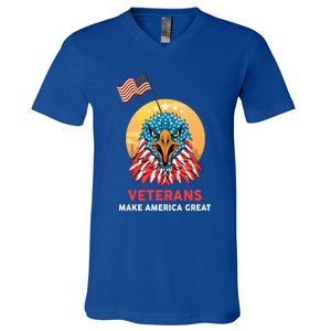 Veterans Make America Great Veterans Day Funny Gift For Melitary Great Gift V-Neck T-Shirt