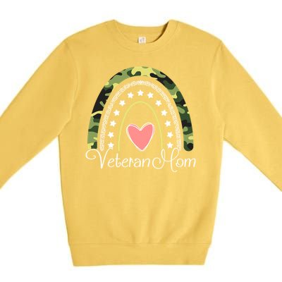 Veteran Mom Boho Rainbow Funny Veteran Mom Funny Gift Premium Crewneck Sweatshirt