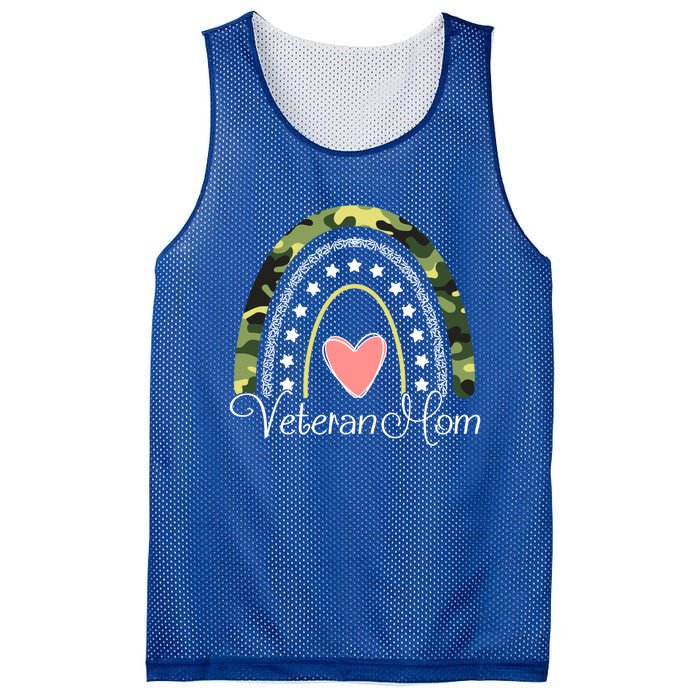 Veteran Mom Boho Rainbow Funny Veteran Mom Funny Gift Mesh Reversible Basketball Jersey Tank