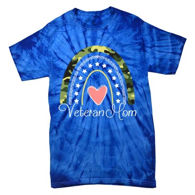 Veteran Mom Boho Rainbow Funny Veteran Mom Funny Gift Tie-Dye T-Shirt