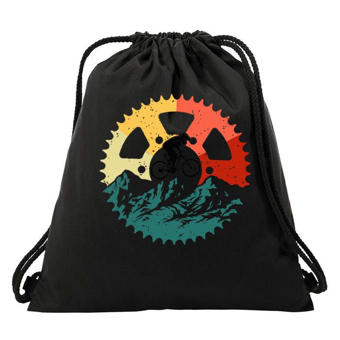 Vintage Mountain Biking Art For Mountain Biker Drawstring Bag