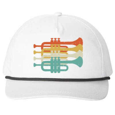 Vintage Marching Band Trumpet Player Retro Design Trumpeter Snapback Five-Panel Rope Hat