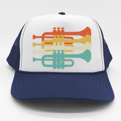 Vintage Marching Band Trumpet Player Retro Design Trumpeter Trucker Hat