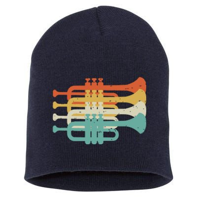 Vintage Marching Band Trumpet Player Retro Design Trumpeter Short Acrylic Beanie