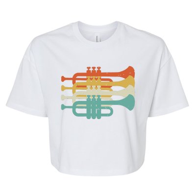 Vintage Marching Band Trumpet Player Retro Design Trumpeter Bella+Canvas Jersey Crop Tee