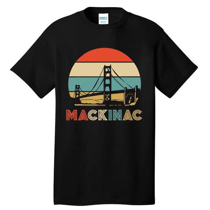 Vintage Mackinac Bridge Island Mackinaw City Retro Michigan Tall T-Shirt