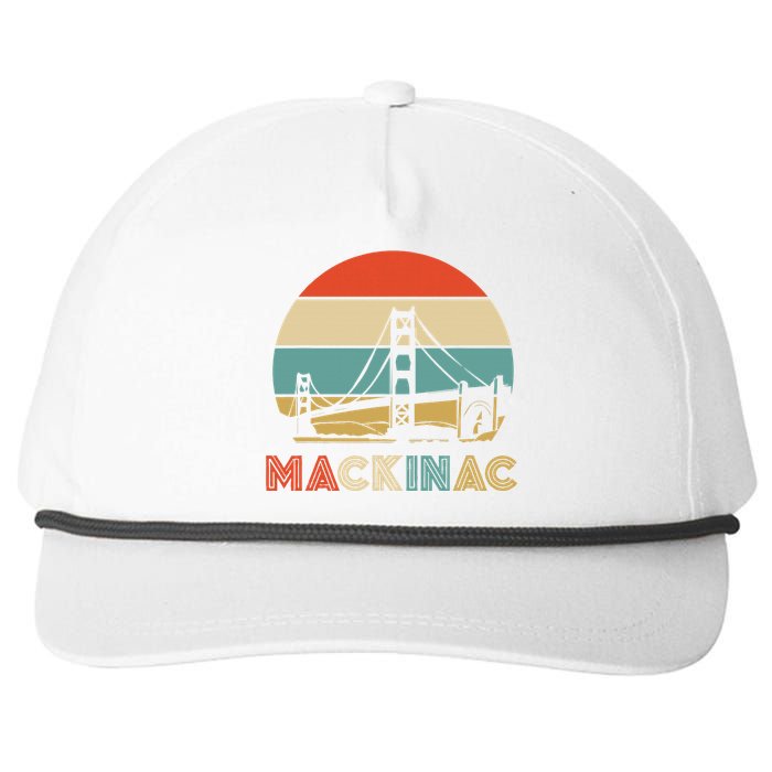 Vintage Mackinac Bridge Island Mackinaw City Retro Michigan Snapback Five-Panel Rope Hat