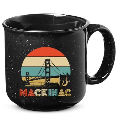 Vintage Mackinac Bridge Island Mackinaw City Retro Michigan 15oz Campfire Ceramic Mug