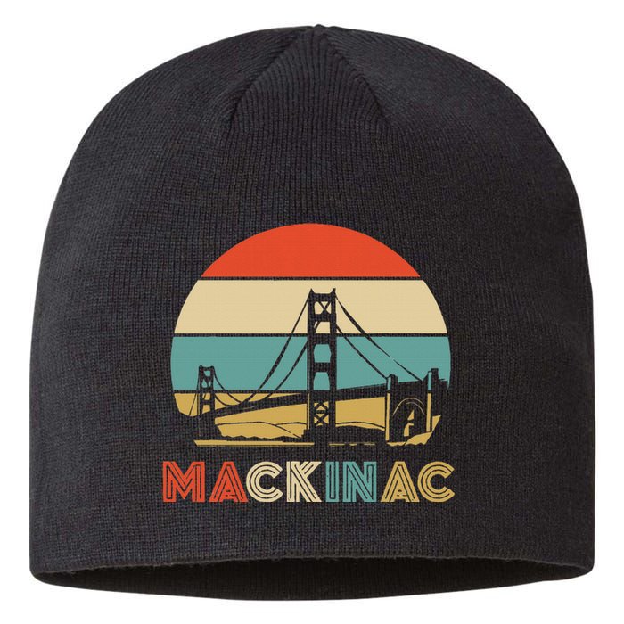 Vintage Mackinac Bridge Island Mackinaw City Retro Michigan Sustainable Beanie