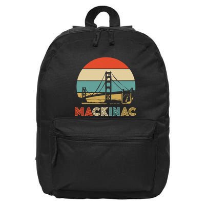 Vintage Mackinac Bridge Island Mackinaw City Retro Michigan 16 in Basic Backpack