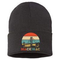 Vintage Mackinac Bridge Island Mackinaw City Retro Michigan Sustainable Knit Beanie