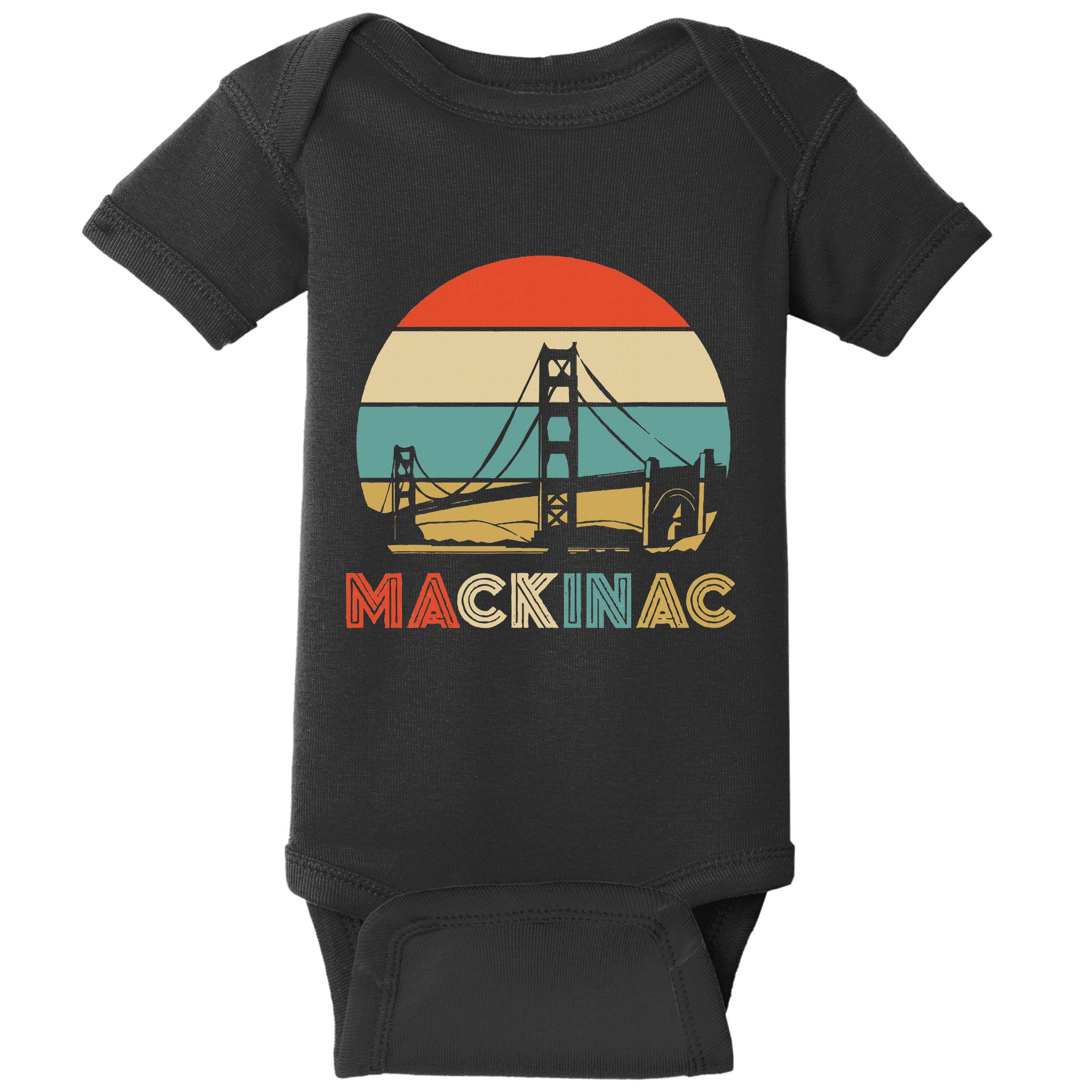 Vintage Mackinac Bridge Island Mackinaw City Retro Michigan Baby Bodysuit