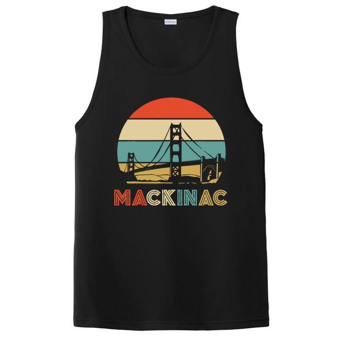 Vintage Mackinac Bridge Island Mackinaw City Retro Michigan PosiCharge Competitor Tank