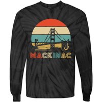 Vintage Mackinac Bridge Island Mackinaw City Retro Michigan Tie-Dye Long Sleeve Shirt