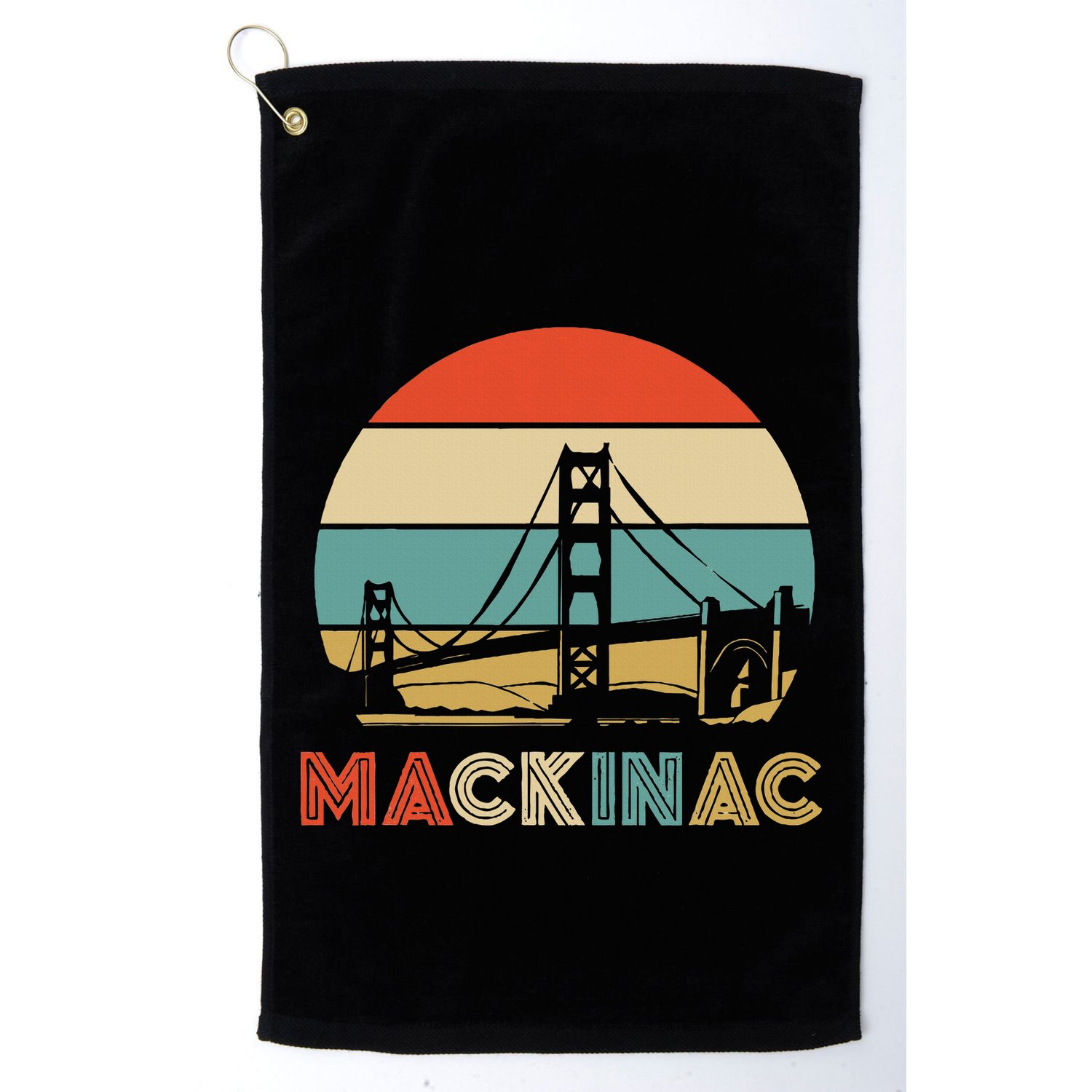 Vintage Mackinac Bridge Island Mackinaw City Retro Michigan Golf Towel