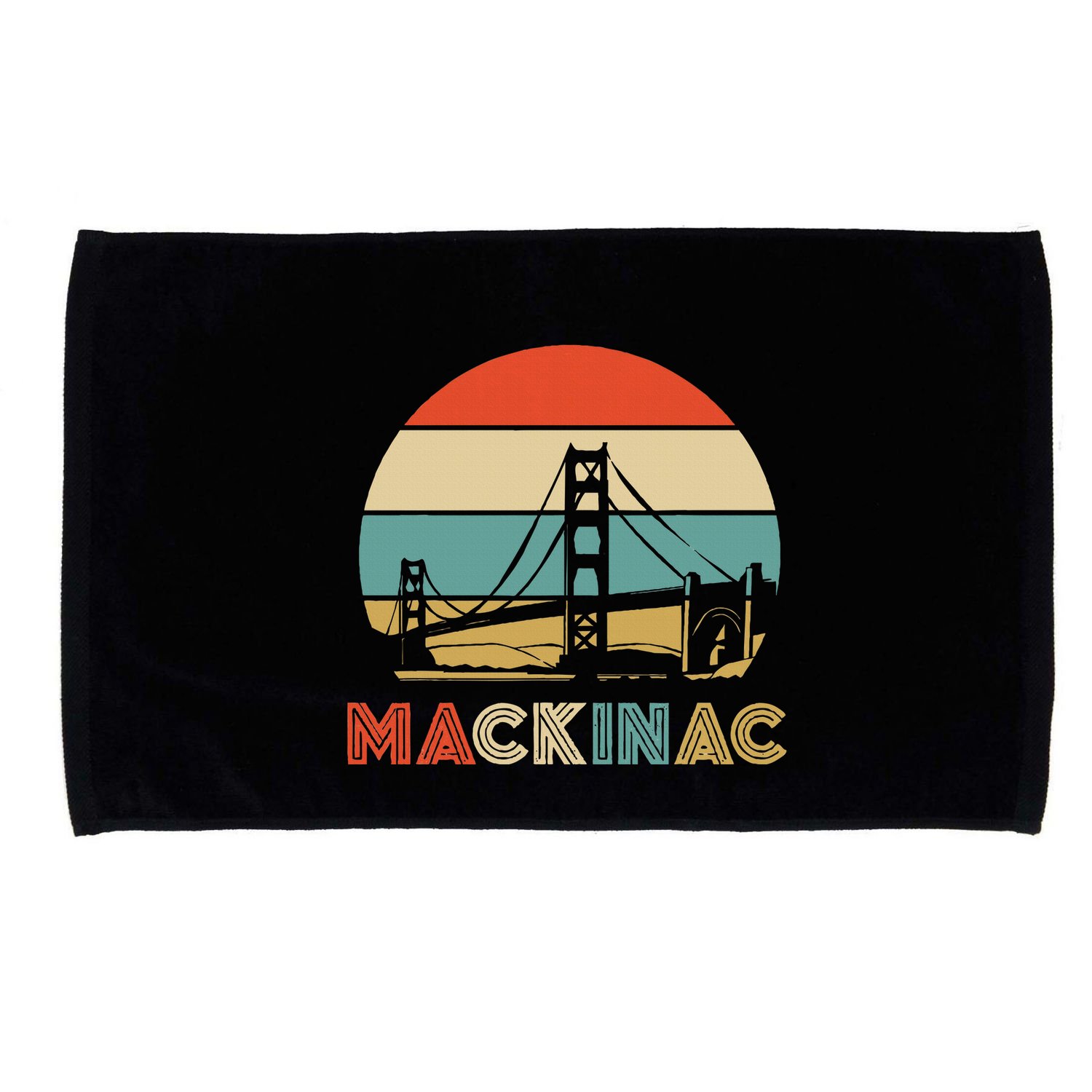 Vintage Mackinac Bridge Island Mackinaw City Retro Michigan Microfiber Hand Towel