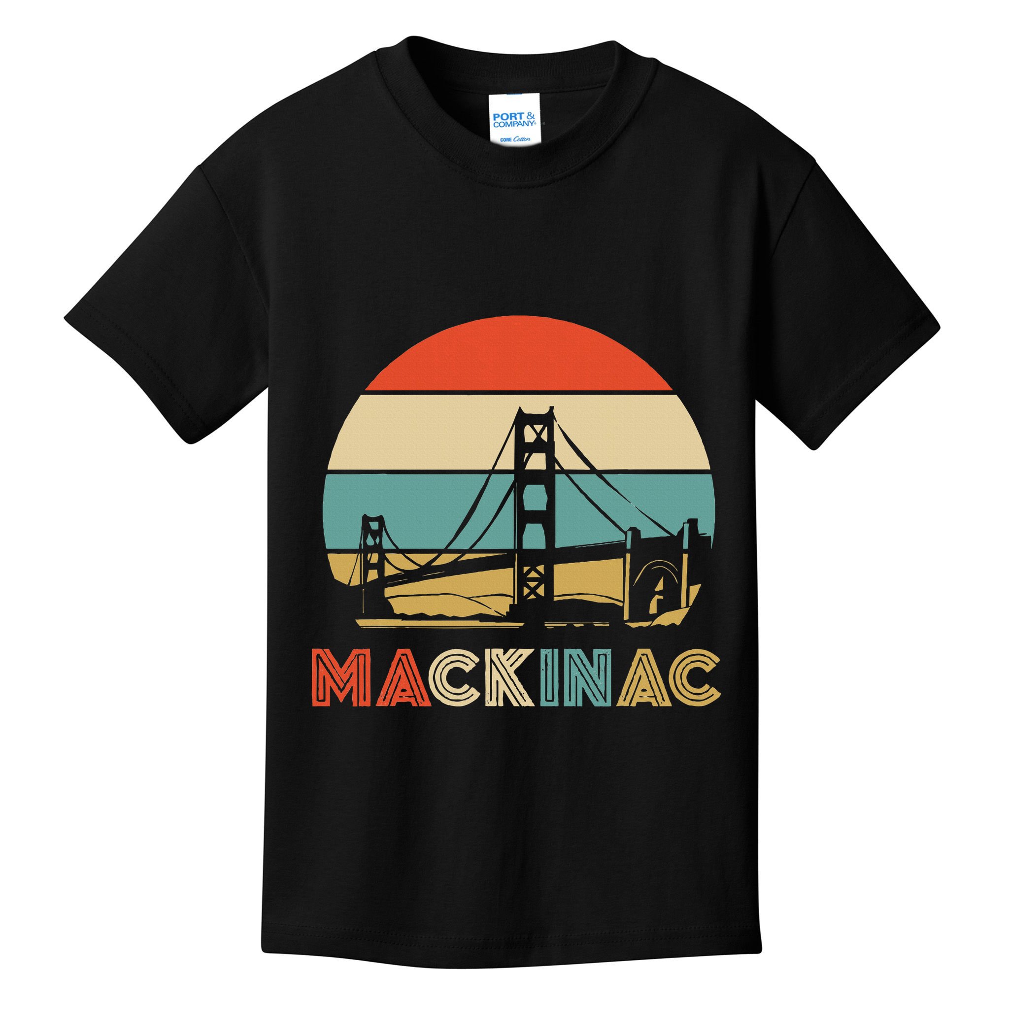 Vintage Mackinac Bridge Island Mackinaw City Retro Michigan Kids T-Shirt