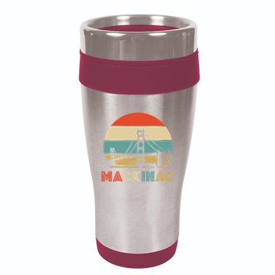 Vintage Mackinac Bridge Island Mackinaw City Retro Michigan 16oz Travel Tumbler