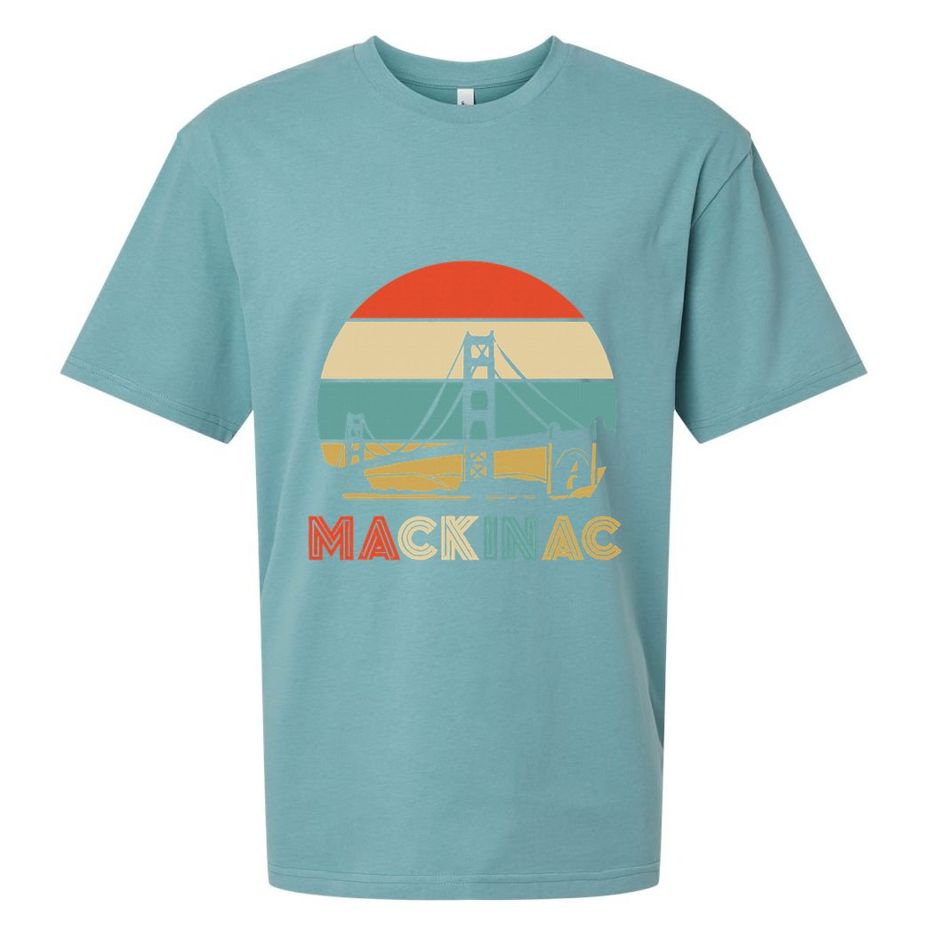 Vintage Mackinac Bridge Island Mackinaw City Retro Michigan Sueded Cloud Jersey T-Shirt