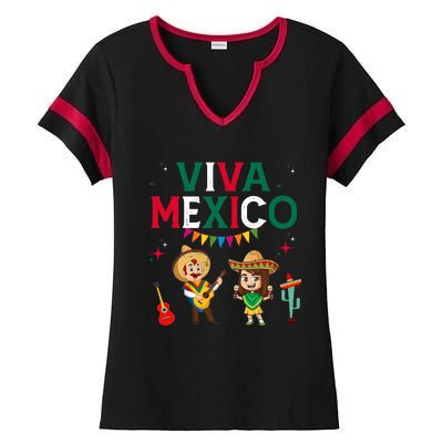 Viva Mexico Boy Girl Maracas Guitar Mexican Independence Ladies Halftime Notch Neck Tee