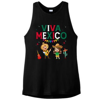 Viva Mexico Boy Girl Maracas Guitar Mexican Independence Ladies PosiCharge Tri-Blend Wicking Tank