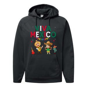 Viva Mexico Boy Girl Maracas Guitar Mexican Independence Performance Fleece Hoodie