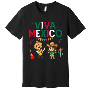 Viva Mexico Boy Girl Maracas Guitar Mexican Independence Premium T-Shirt