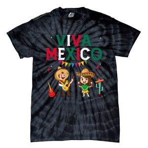 Viva Mexico Boy Girl Maracas Guitar Mexican Independence Tie-Dye T-Shirt