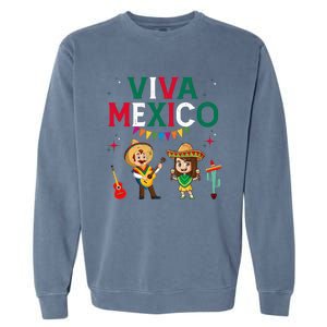 Viva Mexico Boy Girl Maracas Guitar Mexican Independence Garment-Dyed Sweatshirt